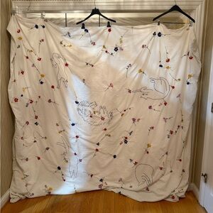 Urban Outfitters Sleepy Cats Floral Embroidered King Duvet Cover